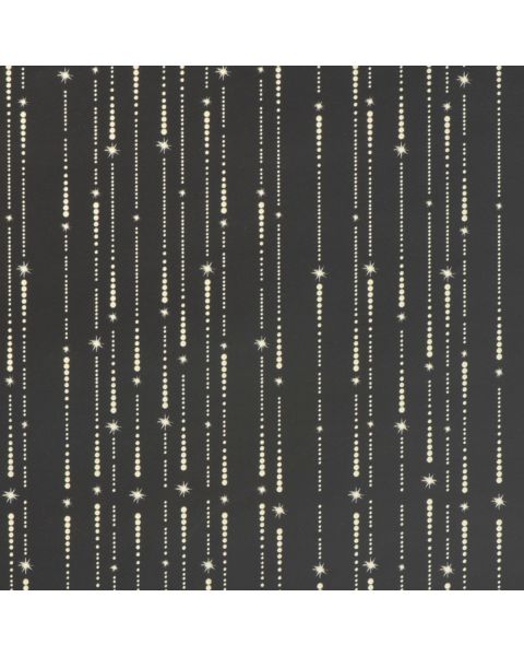 Jólapappír B50, svartur m/stjörnuhrapi, 50 sm x 100 mtr *