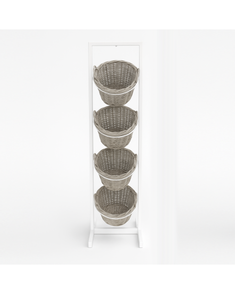 Körfustandur - Hvítur - bastkörfur