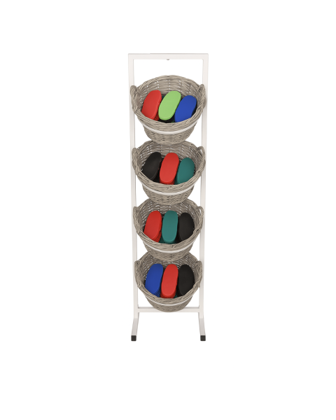 Körfustandur - Hvítur - bastkörfur