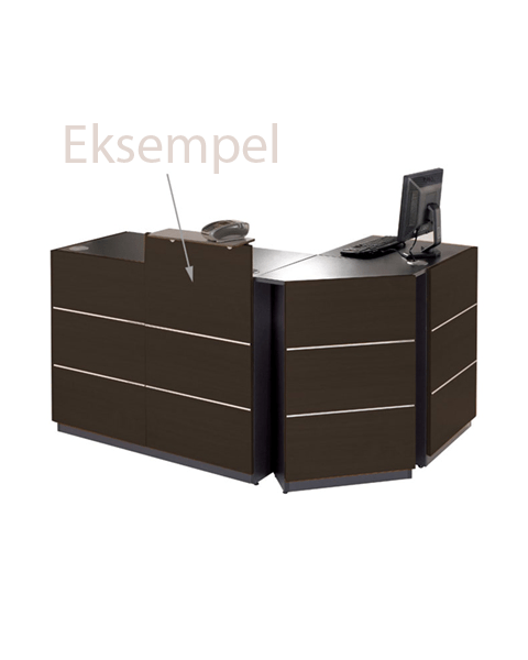 Afgreiðsluborð, sett m/ 2+1 borðum, dökkbrúnar plötur