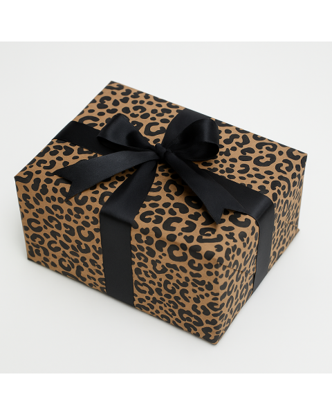 Gjafapappír, B 40 sm. - kraftpappír m/ jagúarmynstri - B 40 sm, L 100 mtr.