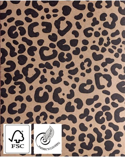 Gjafapappír, B 40 sm. - kraftpappír m/ jagúarmynstri - B 40 sm, L 100 mtr.