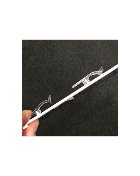 Vöruborði með 12 krókum, með festingu, hvítur, L41,5 cm