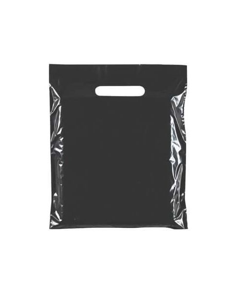 Plastpokar - Litlir (B 25 x D/BF 6 x H 30 cm.) - einlitir, veldu svarta eða hvíta - 100 stk.