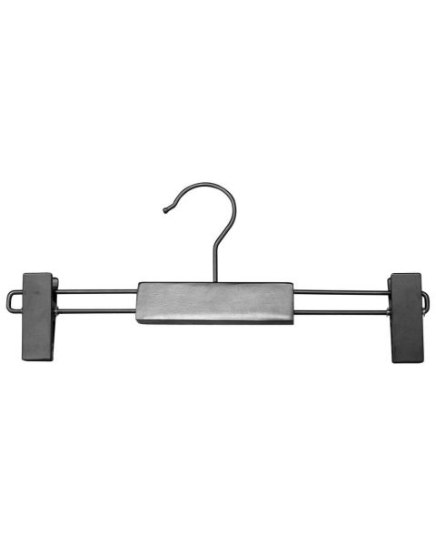 Buxnaherðatré m/klemmum, matt svart, krókur matt svartur. 30 cm. Viðarherðatré