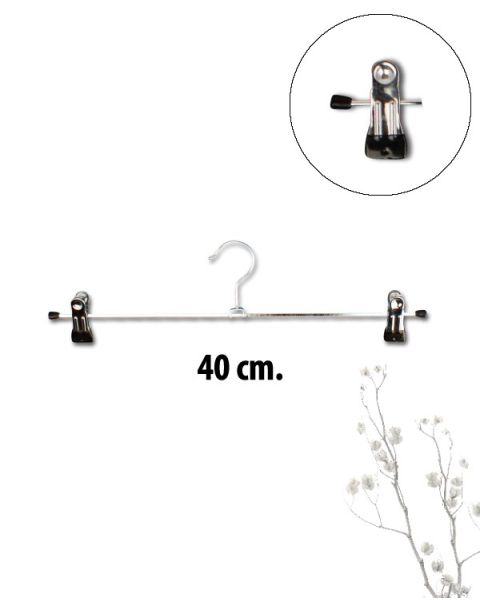 Málmklemmuherðatré - B 40 cm - 100 stk. Svört