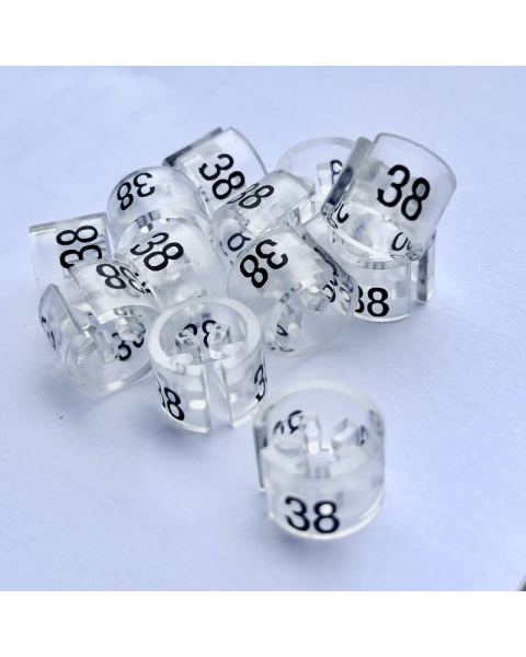 Númerakubbar - Glærir - 100 sömu stærðar í poka. Veljið stærð