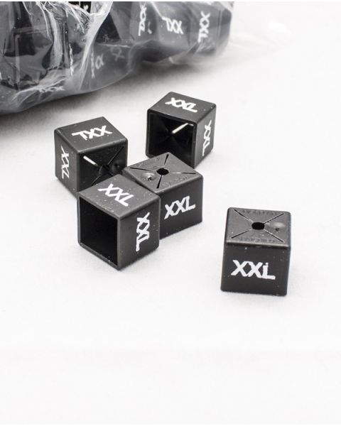 Stærðarmerki, ferningur fyrir herðatré, 50 stk. með eins stærð. Svart