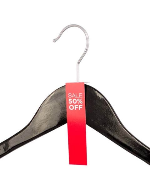 Merkimiðar fyrir herðatré SALE 50% OFF. Pakki með 100 stk. 125 x 25 mm. Vínyl