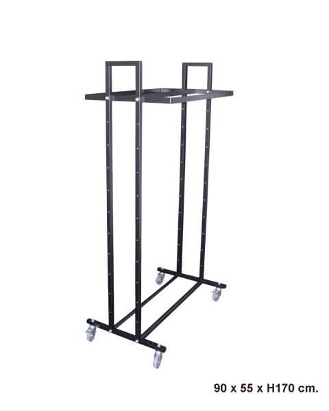 Götustandur L5, 90 cm - m/ tvöfaldri fataslá. Svartur