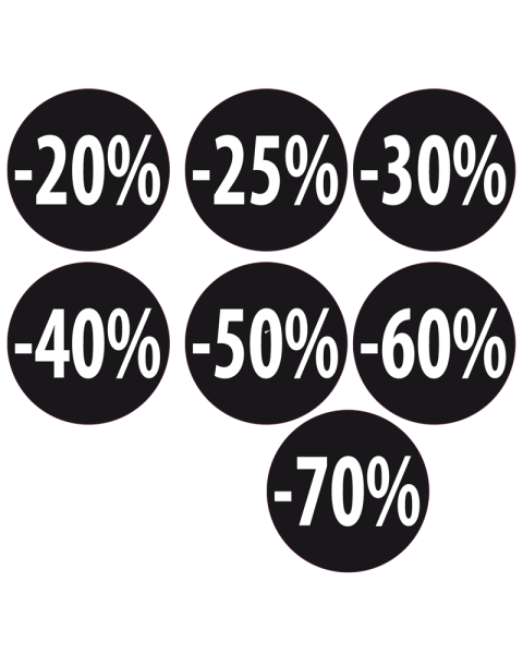 Svartir límmiðar með prósentutölum - 1.000 stk
