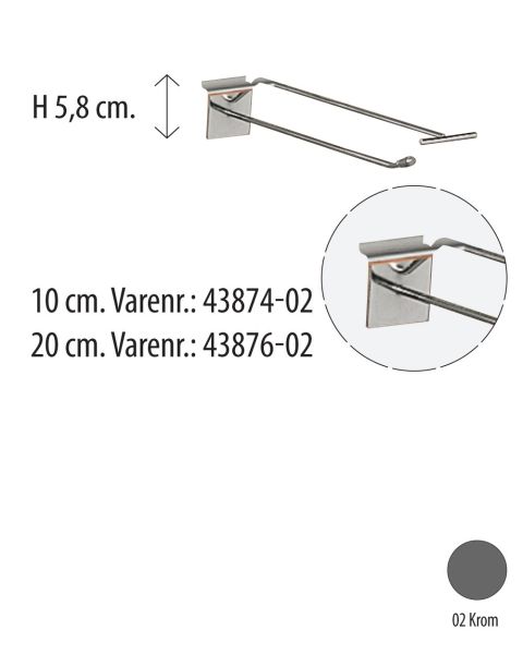 T-Krókar fyrir raufapanil, króm