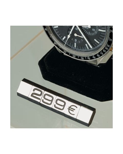 Verðmerkingasett, 360 stk. með standi. Silfur L7 x H9,5 mm.