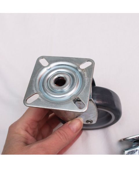 Hjólasett, hjól á málmplötu - 75 mm án bremsu