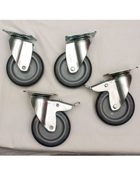 Hjólasett, hjól á málmplötu - 75 mm.