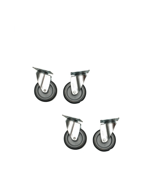 Hjólasett, hjól á málmplötu - 75 mm án bremsu