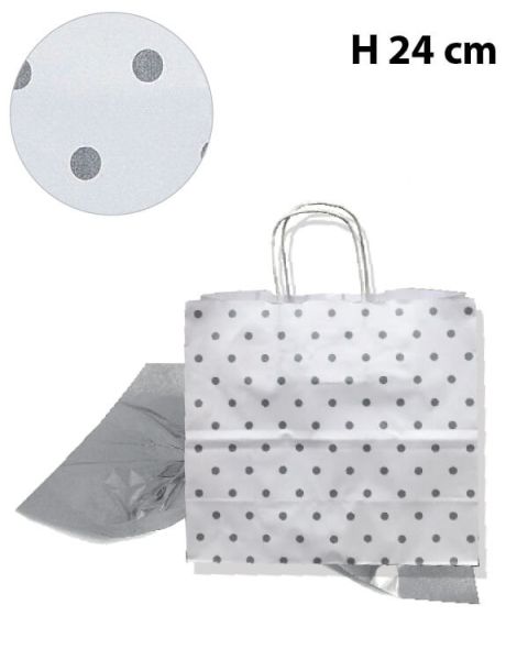 Pappírspoki - Doppóttur - H 24 cm. - 25 stk.