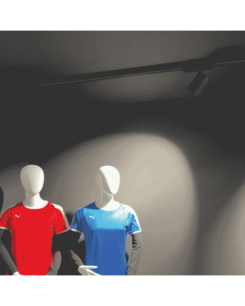 Ljóskastari - Pallesen 19 - Fyrir 3-fasa straumbraut, LED ljósgjafi, 30W, 45ø, K3000, H11,5 cm, Ø9,5, svartur