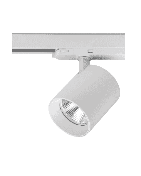 Ljóskastari - Pallesen 19 - Fyrir 3-fasa straumbraut, LED ljósgjafi, 30W, 45ø, K3000, H11,5 cm, Ø9,5, hvítur