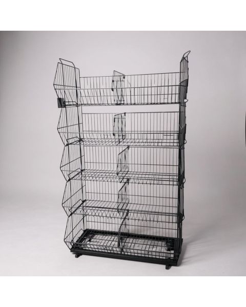 Stabelkurv med 5 kurve og hjul. 81 x 43 x  H160 cm