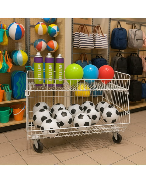 Stöflunarkörfur á hjólum. Sett með einni körfu og toppkörfu, hvít, 85 x 60 x H63 sm