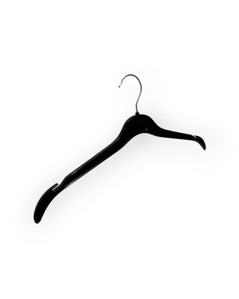 Fullorðinsherðatré úr formpressuðu plasti, með haki án þverslár, svart, 41 cm