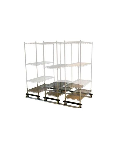 Hillukerfi, L=244 cm - Sett með fjórum 122 cm gólfbrautum. 2 tengistykkjum/ þverstoðum, 4 endastopparar.