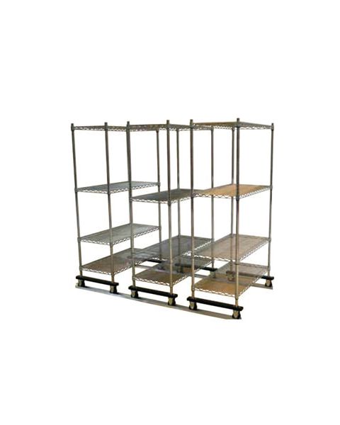 Hillukerfi, L=244 cm - Sett með fjórum 122 cm gólfbrautum. 2 tengistykkjum/ þverstoðum, 4 endastopparar.