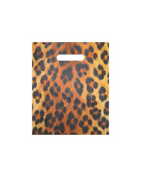 Plastpokar m/ mynstri - Hlébarða- eða sebramynstur - B 39 x H 45 cm - 100 stk.