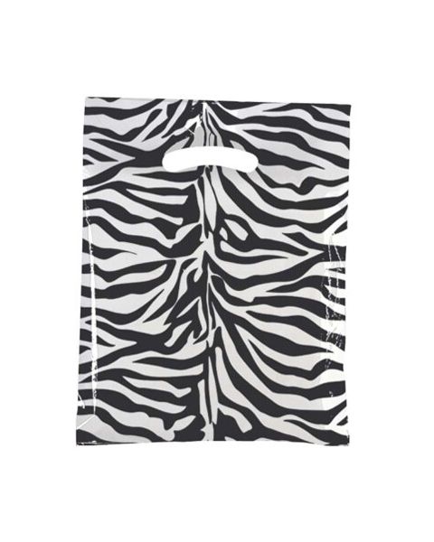 Plastpokar m/ mynstri - Hlébarða- eða sebramynstur - B 39 x H 45 cm - 100 stk.