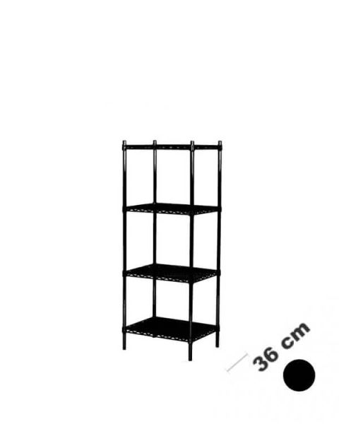 Rörahillur m/ 4 hillum - TUBO - Svört (B 61 x D 36 x H 160 cm.)