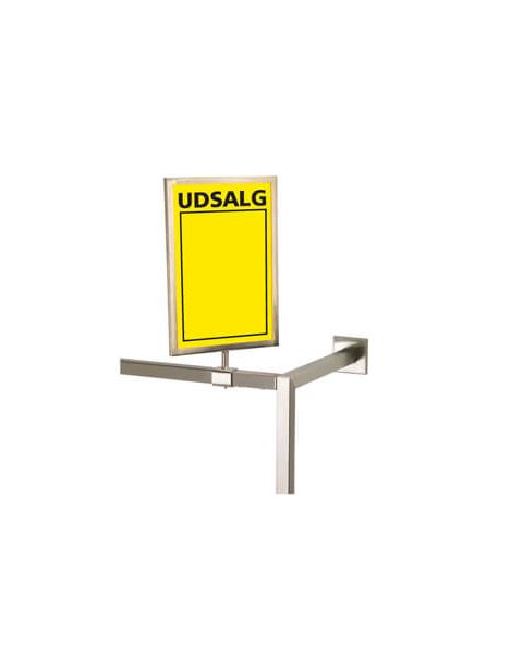 A4 skiltarammi með festingu fyrir 25 mm ferkantaða slá