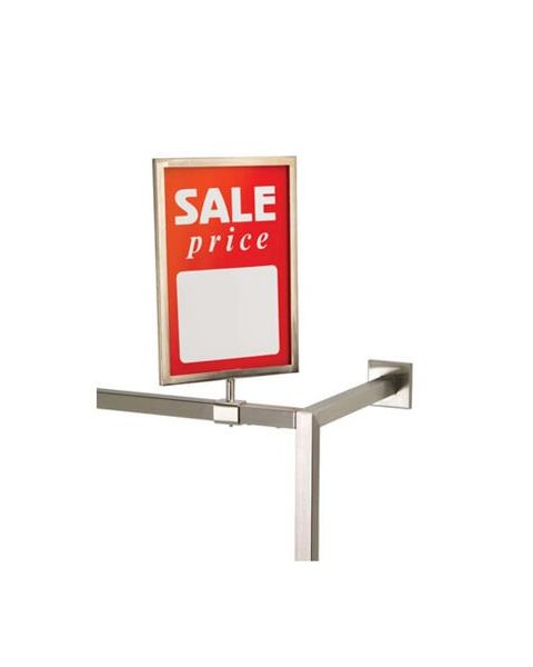 A4 skiltarammi með festingu fyrir 25 mm ferkantaða slá