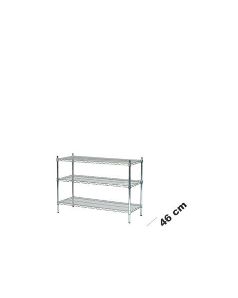 Rörahillur m/ 3 hillum - TUBO -  Króm (H 90 x B 122 x D 46 cm)