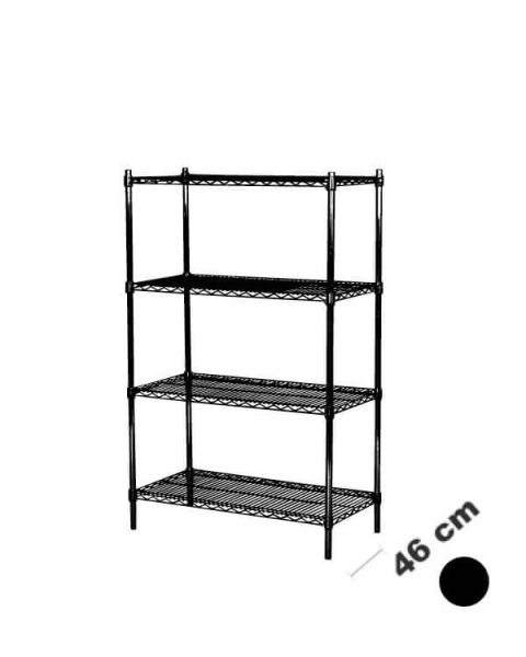 Rörahillur m/ 4 hillum - TUBO - Svartar (B 91 x D 46 x H 160 cm.)