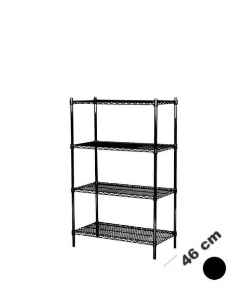 Rörahillur m/ 4 hillum - TUBO - Svartar (B 91 x D 46 x H 160 cm.)