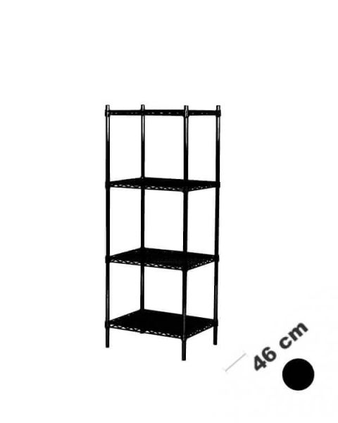 Rörahillur m/ 4 hillum - TUBO - Svört (B 61 x D 46 x H 160 cm)