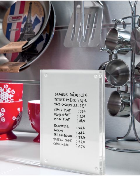 Segul skiltahaldari - Deluxe -  A6, B 15 x D 2 x H 21 cm, glært akrýl