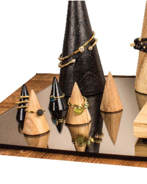 Skartgripastandur fyrir hringa - 3 stk. - Viðaráferð