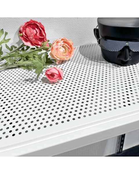 U-hilla með gataðri málmplötu (61 x 37 cm), hvít - 12 mm