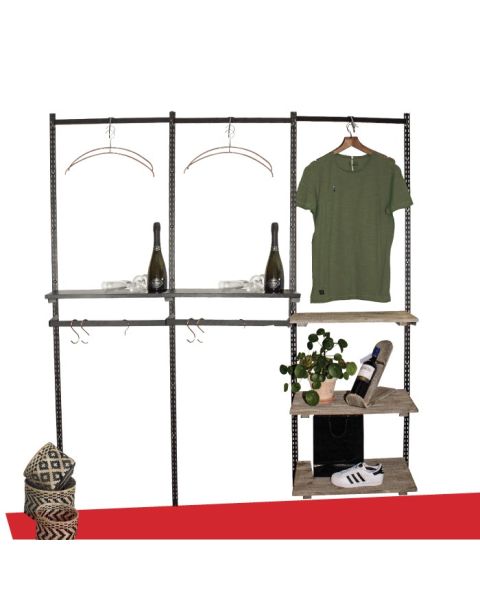 Super-Skinne veggur B180 x H214 sm með fylgihlutum eins og á mynd.