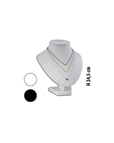 Standur fyrir hálsmen, háls. PU leður. H: 24,5 cm. Hvítur