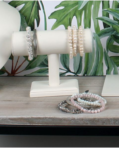 Armbandastandur, 165 mm x 65 x 130 mm. Hvítur.