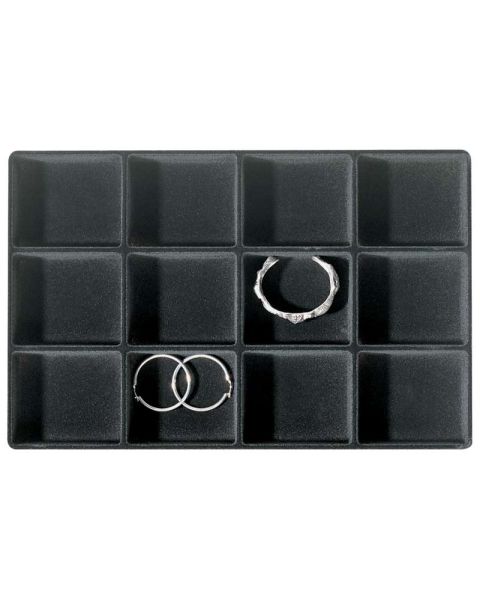 Skartgripabakki 12 hólf, flauelsáferð