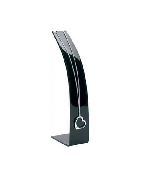 Standur fyrir hálsmen, bogadregin, svart akrýl, H27 cm