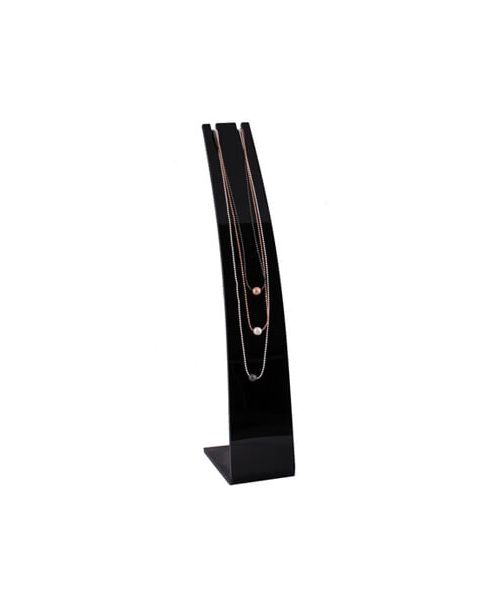 Standur fyrir hálsmen, bogadregin, svart akrýl, H27 cm