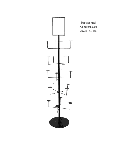 Hattastandur með 20 hattahöldurum - svartur