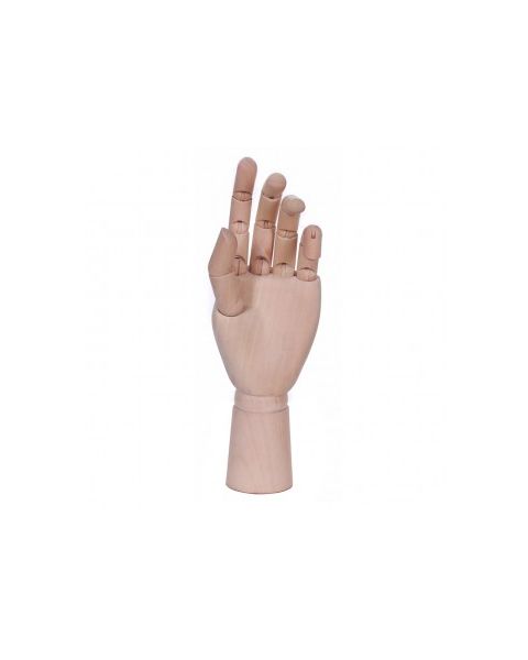 Skartgripastandur vinstri dömuhönd, ljós tréáferð. 25,5 cm.