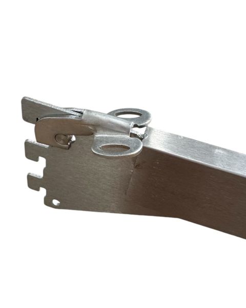 Beinn armur fyrir veggstoð. Burstað satín króm. B-MT