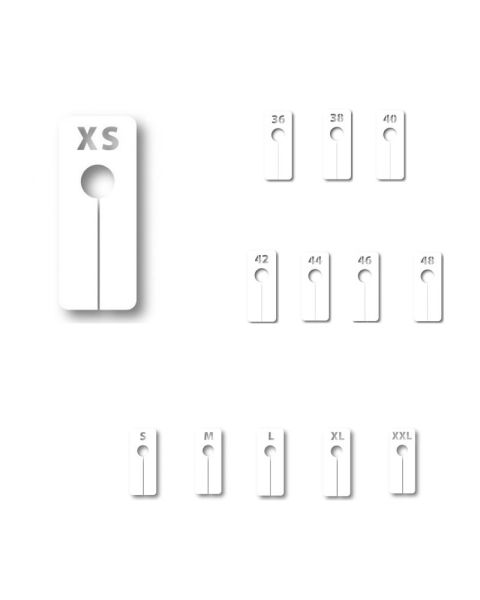 Stærðarmerkingar, aflangar, hvítar - Veljið stærð